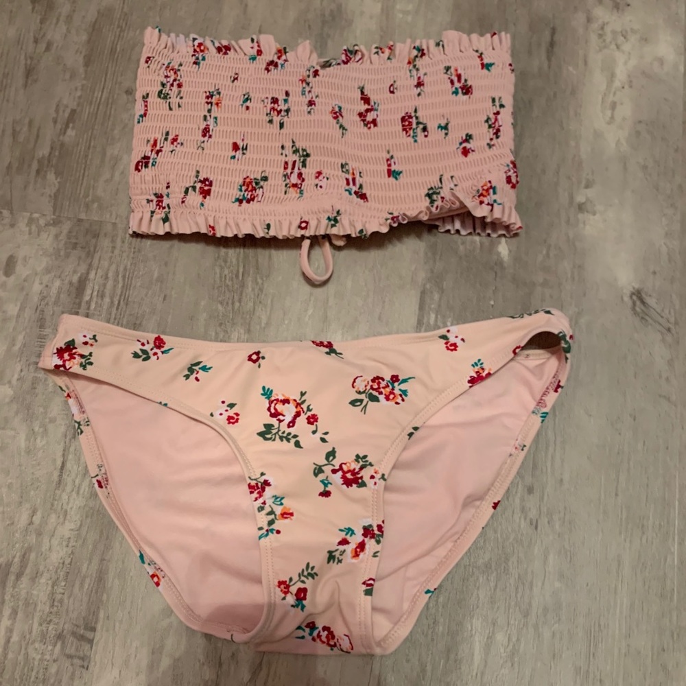 strapless lace up bikini